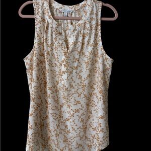 41 Hawthorne Cream and Tan Floral Sleeveless Top